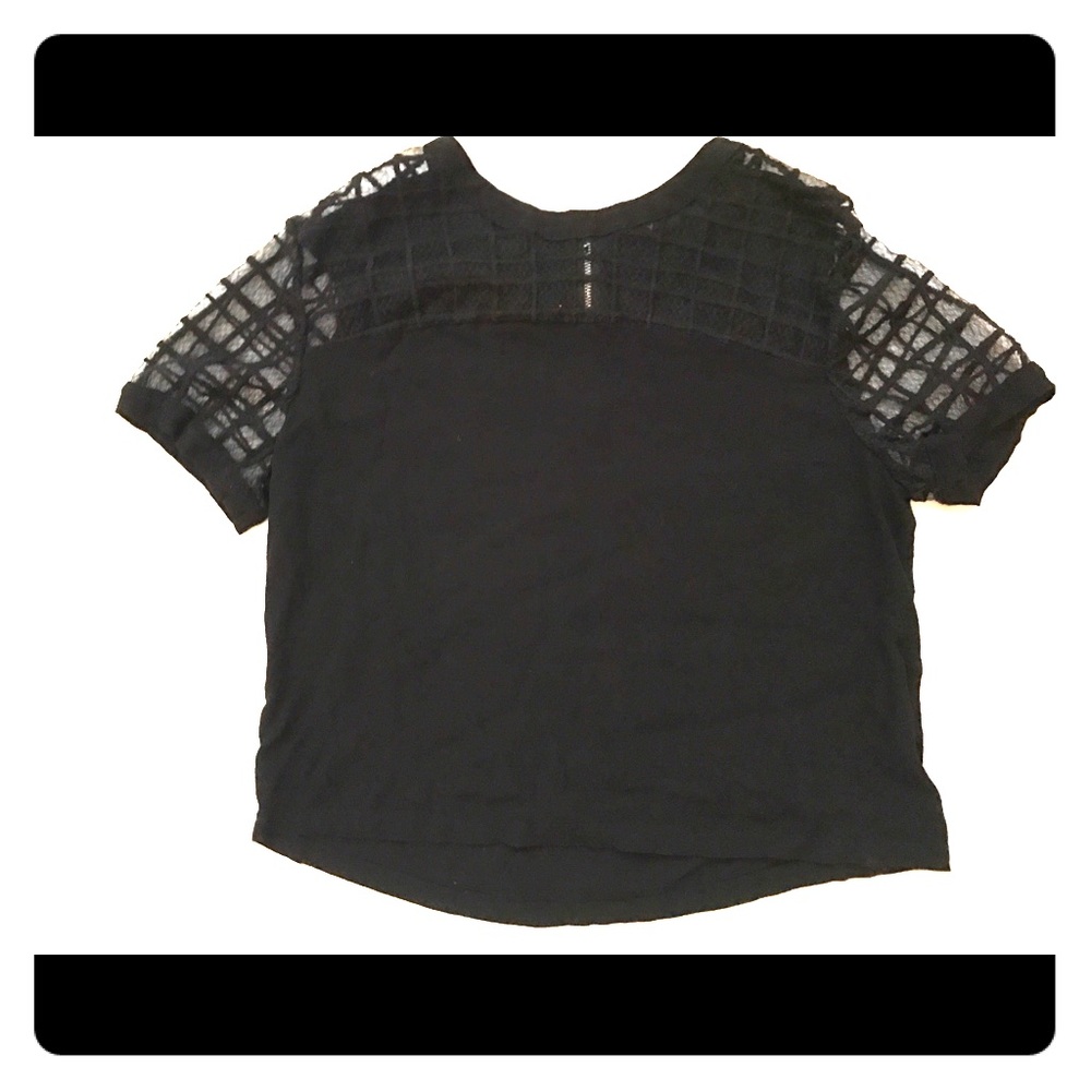 Forever 21 Black Mesh Shoulder Crop Top